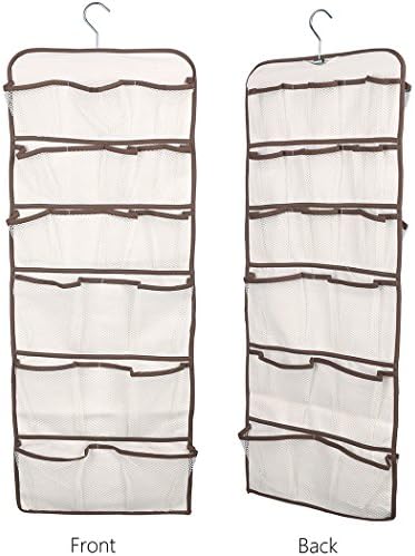 30 Pockets Hanging Storage Bag, HongKe Dual-side Storage Bag Organiser Cotton Fabric Closet Wardrobe Wall Door Storage Bags Socks Jewelry Bra Underwear Ties Home Organiser 