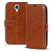 Produktbild Samsung Galaxy S4 Vintage Tasche Bookstyle Kastanienbraun, PU LEDER Hülle Kastanienbraun, Handyhülle Galaxy S4 Flip Case Wallet, Booklet Cover Brieftasche Etui Schutzhülle mit Kartenfächer, Samsung Galaxy S4 (5,0 Zoll (12,7 cm)