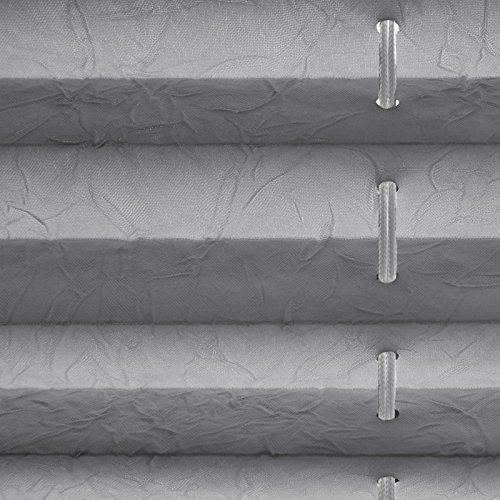 Plissee Rollo / Jalousie | Sichtschutz ohne Bohren, Klemmfix | Faltstore in moderner Crushed Optik | Hellgrau | Größe wählbar (100 cm Länge x 90 cm Breite) - 4