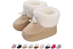 MONSTOYO Chaussures Premier Pas Bébé Garçon Fille Chaussons Chaud Fourrés Hiver Chaussettes Polaire Antidérapant Enfant Bottes de Neige Semelle Souple Bottines Naissance Bottillons 0-18 Mois