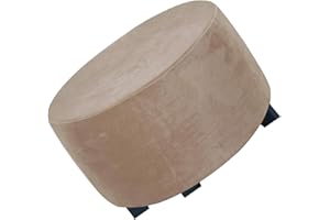 FAiruo Puff Jacquard Sofá Protector-Otomana Redondo Funda -Terciopelo Elástica Fundas-Taburete Sofá Cubierta-para Otomano Reposapiés Protectora Suave (Color : @D, Size : 76cm-105cm)