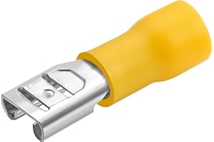 Heschen Aislamiento de vinilo de desconexión rápida hembra, FDD5.5-250, terminal de cable de 6.3 x 0.8 mm, para 4-6 mm² (12-10 AWG), amarillo, paquete de 100
