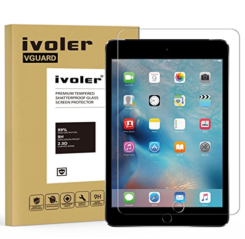 iPad Mini 4 Panzerglas Schutzfolie, iVoler® Premium Panzerglasfolie folie Displayschutzfolie Hartglas Gehärtetem Glas DisplayPanzerglas Schutzfolie Displayschutz Tempered Glass Screen Protector für Apple iPad Mini 4- 0,3mm Dünn, 9H Härtegrad, 2.5D Abgerundete Kanten - [Kratzfest][Hohe Transparenz] [Fingerabdruck-frei][Blasenfrei]-Lebenslange Garantie