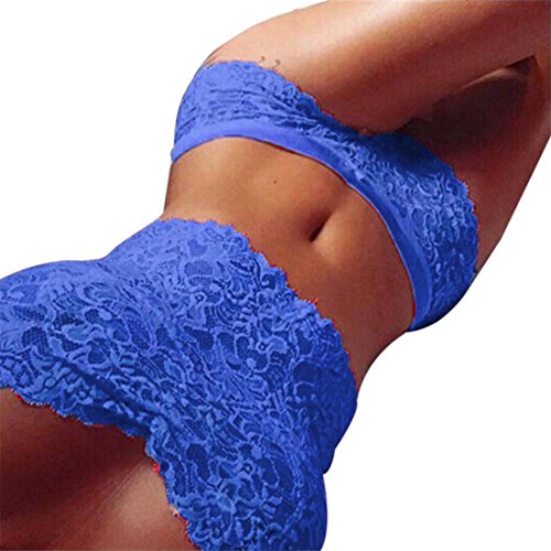 Preisvergleich Produktbild Unterwäsche Damen Btruely Lace Babydoll Mädchen Nachtwäsche Lingeries Clubwear Reizwäsche Set (M, Blau)