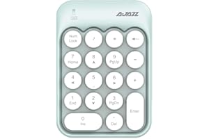 FELiCON Wireless Numeric Keypad 2.4GHz Portable Mini Number Pad with Cute Color Fight Retro Round Key and USB Receiver 18-Keys Financial Accounting Numeric Keypad for Laptop, PC, Desktop (White Green)