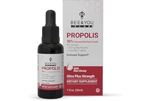 BEE & YOU BEE&You, Propolis Liquid Extract Drops, 50% Pure Propolis, Ultra Plus Strength, Immune Support Supplement, Sore Throat, Allergy Relief, Respiratory, Antioxidants, Keto, Paleo, Gluten-Free, 1 Fl Oz