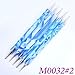 Beautylife 5 Pcs Blue 2 Way Nail Art Tool Marbleizing Dotting Pen + 15Pcs White Nail Art Design Painting Drawing Brushes Set