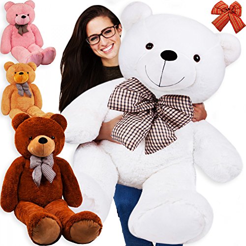 Preisvergleich Produktbild KIDIZ® XXL Teddybär - 210cm, dunkelbraun Super kuschelig Lebensgroß Fliege abnehmbar / Riesen Kuschelbär, Knuddelbär / Riesiger Plüschbär, Riesen-Teddy aus Plüschstoff für Kinder & Erwachsene / Weiches Kuscheltier, Stofftier zum Kuscheln