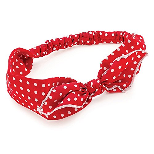 Retro Red Polka Dot Bow Elasticated Headband Hair Band Wrap