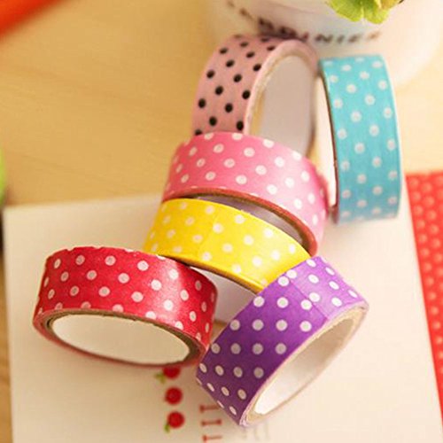 iTemer Washi Tapes Masking Tape Dekoratives Klebeband Punkte Muster 8Pcs (Jede Farbe eins) - 3