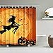 Produktbild KUUJH Duschvorhänge Halloween Hexe Muster Wasserdicht Schnell Trocknen Umweltschutz Materialien Metall Haken Hängende Loch (Größe: 165 * 180 cm).