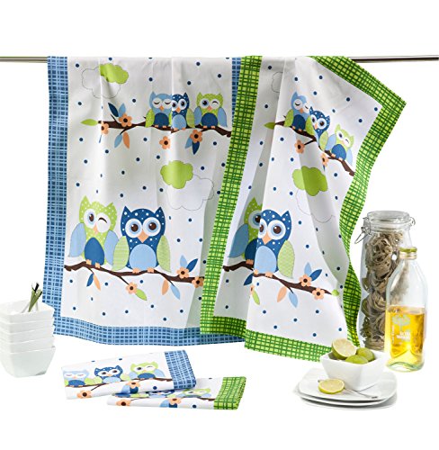 Erwin Müller Geschirrtuch 4er-Pack Baumwolle blau/grün Größe 50x70 cm