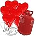 Produktbild 30 Herz Luftballons freie Farbwahl mit Helium Ballon Gas Hochzeit Valentinstag Komplettset (Rot)