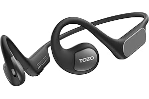 TOZO OpenReal słuchawki z otwartym uchem Bluetooth 5.3, przewodzenie powietrza, bezprzewodowe słuchawki sportowe z dźwiękiem premium, redukcja szumów połączenia z podwójnym mikrofonem, Czarny matowy