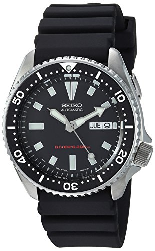 Seiko Men's SKX173 Stainless Steel and Black Polyurethane Automatic Dive Watch