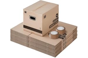 Pack and Move - Lot de 30 cartons déménagement livres avec poignées + 1 adhésif GRATUIT