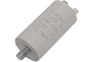 Lumonic Condensatore di avviamento 7µF 450V | con Spina I 30x60mm I 7uF I Condensatore motore con custodia in plastica I Condensatore di esercizio I per pompe, tosaerba, utensili