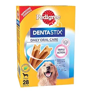 Pedigree Adult Dog Food ?Gravy Chicken & Liver Chunks, 1.2kg (80 g X 15 Pouch's)? with Dentastix ?Oral Care Large Breed 1.08 kg (28 Stick) - Combo Pack