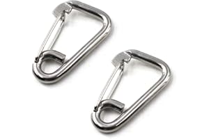 FLOMORE M10 Mosquetón de Acero Inoxidable 304 para Escalada, Escalada, Senderismo (2 Piezas)