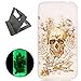 Produktbild Motorola Moto G4 hülle,[Mit freiem schwarzem Kickstand] Keyye [Kreative Luminous Durable] Silikon hülle,Aquarell Drucken Muster [Anti Staub]SchlankWeich gel TPU Schrubben Transparent Schutzhaut fluoreszierend Grüner Effekt Nacht Glühen in der Dunkel Portable Cover für Motorola Moto G4-Skelett Rose