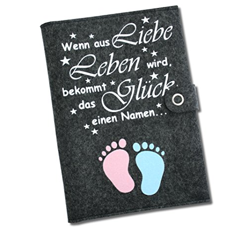 Mutterpasshülle Deluxe „Wenn aus Liebe Leben wird…“ mit extra Fächern und Verschluss aus 100% Wollfilz – in deutscher Handarbeit gefertigt – - 2