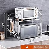 ZXCC INOX Four Micro-Onde étagère De Cuisine, Utilitaire étagère De Cuisine Lourds Supports Multi-Usage Stockage épices Le Cabinet Compteur étagères Métal Cadre-a-Gris 1-Niveaux