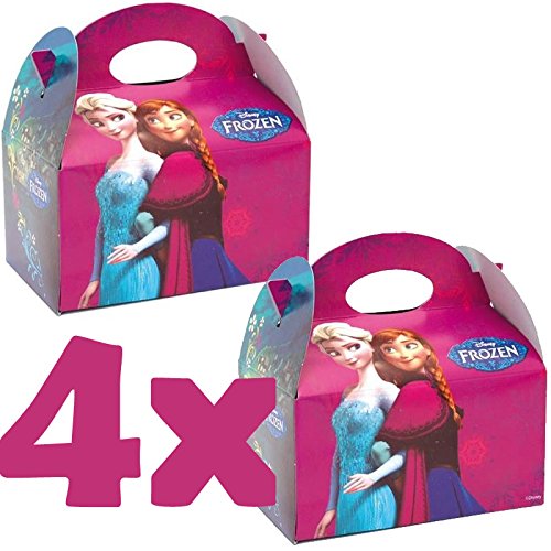 4 Geschenkboxen aus Pappe * FROZEN - DIE EISKÖNIGIN * von Disney // CONO // Party Kinder Mottoparty Kindergeburtstag Mitgebsel Geschenktüten Tüten Partyboxen
