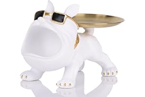 ‎XMGZQ XMGZQ Französische Bulldogge Tablett,Moderne Dekoration aus Kunstharz,Schlüsselhalter,Süßigkeiten-Schmuck,Ohrringe,geeignet für Heimdekoration,Moderne Kunst,Französische Bulldogge Deko