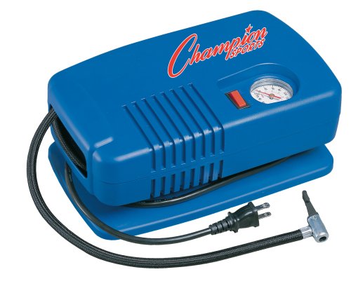 Champion Sports Electric Ball Pump for Basketball, Soccer, Volleyball, with Needle, Gauge, Hose - Quiet, Fast Air Pumps for Balls with up to 125 PSI - Premium Ball Inflator for Gyms, Schools,Blue