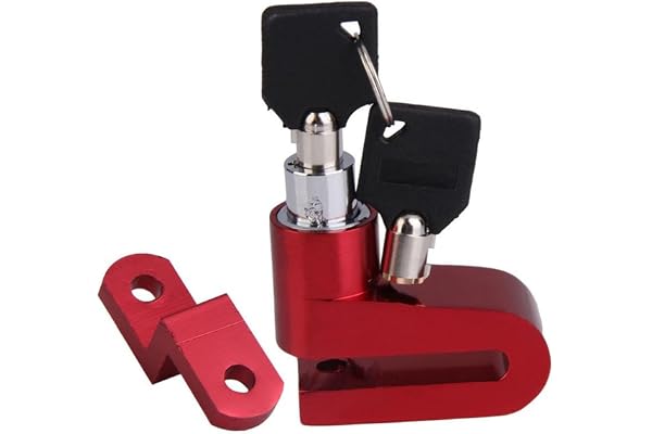 R.J.VON - Anti Theft Heavy Duty Wheel Disc Brake Lock Security for RE Clasic,Meteor 350,Reborn,Himalayan, CB,Hero,R15, All disc Bike etc. (Red)