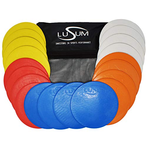 Lusum Set of 20 Full Sized Pro Non Slip Flat Rubber Round Sports Marker Discs