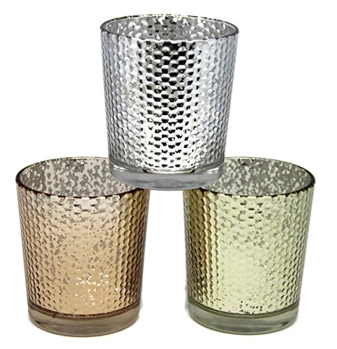 Bada Bing 3er Set Windlicht Glas Teelichthalter bauern silber gold kupfer 36718