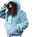 Produktbild TianWlio Jacken Parka Mäntel Damen Herbst Winter Warme Jacken Langarm Pullover Winter Warm Mit Kapuze Mit Lässig Weiche Warme Sweatshirt Tops Light Blau M