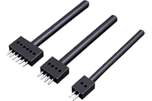 CO-LINK Juego de 4 mm 2/4/6 Punzones Negros de Diamante para Costura, Punzón de Cuero y Acero, Kit de Herramientas para Perforar Artesanías en Piel