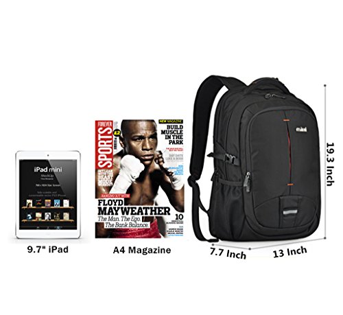 Mixi Tear/Wasser beständig Laptop Rucksack Schule arbeiten Business Reisetasche mit Dual Laptop Fächer, passend für die meisten 39,6 cm MacBook Computer und Tablets schwarz schwarz 20″ - 7