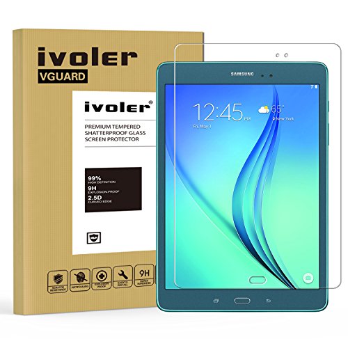 Samsung Galaxy Tab A 9.7 Zoll (SM-T550) Panzerglas Schutzfolie, iVoler® Premium Panzerglasfolie folie Displayschutzfolie Hartglas Gehärtetem Glas DisplayPanzerglas Schutzfolie Displayschutz Tempered Glass Screen Protector für Samsung Galaxy Tab A 9.7'' (SM-T550) - 0,3mm Dünn, 9H Härtegrad, 2.5D Abgerundete Kanten - [Kratzfest][Hohe Transparenz] [Fingerabdruck-frei][Blasenfrei]-Lebenslange Garantie