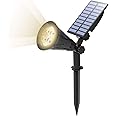 T-SUN LED Solar Spotlights, Super Bright 250LM Outdoor Security Garden Landscape Lamps, Natural White 4000K, Auto On/Off, 180°Angle Adjustable for Patio,Tree,Deck,Wall,Pool Area.