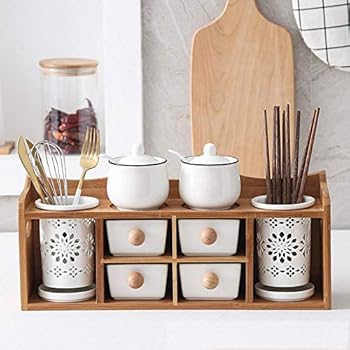 CWLLWC Gewürzbox,Küche Keramik Gewürz-doppelte Lagerung Container und