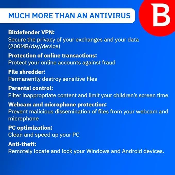 Bitdefender Total Security | 3 appareils | 1 an | PC/Mac/Smartphone | Code envoyé par la poste