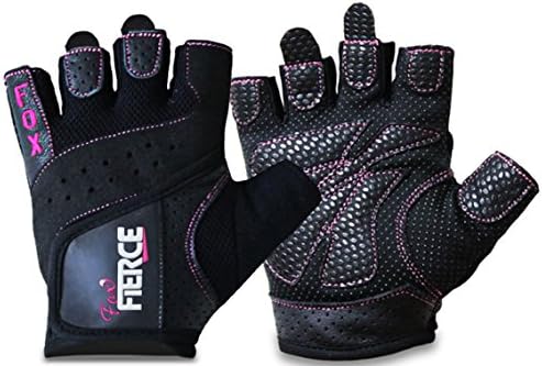 Womens Weightlifting Gloves in Black or Pink plus *FREE* Padded Figure 8 Lifting Straps for Powerlifting and Heavier Weight plus *FREE* Fox Fierce Fitness Workout for Women Ebook.