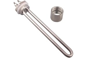 MNUPL 1pc 12v Elemento Riscaldante DC Resistenza Solare a Forma di U DN25 Elettrico Immersione Acqua Elemento Caldaia Tubolare Riscaldatore 100w 150w 200w(with Accessories,200w)