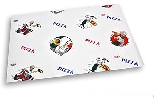 ALFINCART Carta accoppiata da gr. 60 + Hdpe stampata con logo "Pizza" - Formato cm. 25x37 - Pacco da Kg. 10 (circa 1650 fogli)