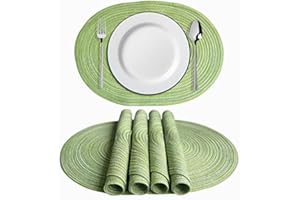 EXQUILEG Zestaw 6 podkładek na stół, owalne, plecione, bawełniane, nadają się do prania, odporne na wysokie temperatury, na wesele, do kuchni, kolacji (A, 50 x 35 cm)