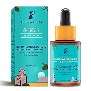 Pilgrim 2% Hyaluronic Acid Hydration Super Serum with Kiwi Extracts for Face Intense Hydration & Glowing Skin | 100% Safe on All Skin Types| Men & Women | Korean Skin Care | 30ml