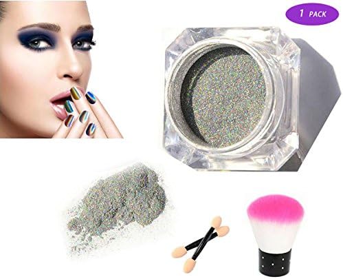Nail Powder,ManMiao Rainbow Holographic Nail Powder Laser Chrome Nail Powder Manicure Pigment