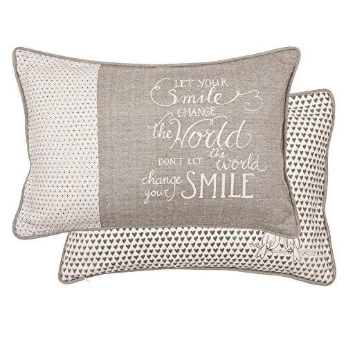 Clayre & Eef MLH36G My Lovely Home Kissen Zierkissen Wendemuster Spruch Let your smile change the world... MIT INLETT ca. 35 x 50 cm