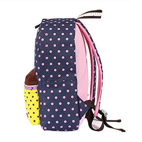 Panegy - Enfants Sac à dos cartable pour Fille Sac à dos scolaire Sac de voyage avec bandoulière réglable Sac imprimé à pois - Violet