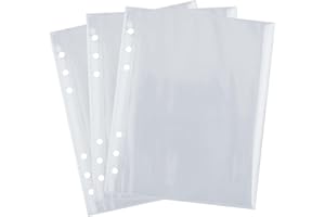 HUGFADS 30er Pack 60 Taschen 5x7 Zoll Fotokartenhüllen für 6 Ring A5 Binder, Ultra-Klar, Doppelseitig, Top Loading, Wasser- und Staubschutz