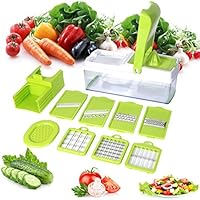 Mandoline 10 en 1 Multifonction Professionnelle Couteau de Cuisine Couper Hacher pour Légumes Fruits Coupe Rapidement et Uniformément Facile à Nettoyer - Duomishu