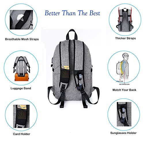 Anti Diebstahl Wasserdicht Polyester Laptop-Rucksack Mit USB Aufladung Port und Schloss Passt Unter 15 6 Zoll Laptop Business Travel University Comp reviews Anti Diebstahl Wasserdicht Polyester Laptop-Rucksack Mit USB Aufladung Port und Schloss Passt Unter 15 6 Zoll Laptop Business Travel University Comp